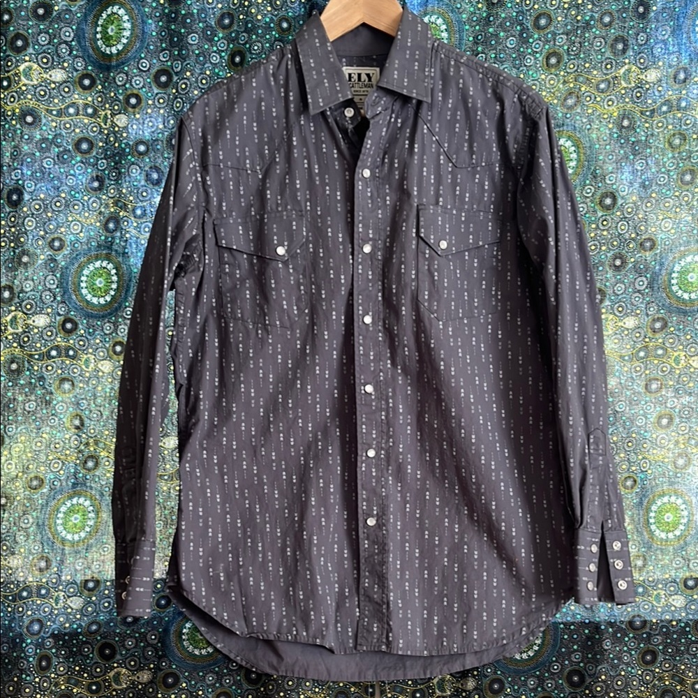 Ely Cattleman Patterned Western Pearl Snap Shirt Size M